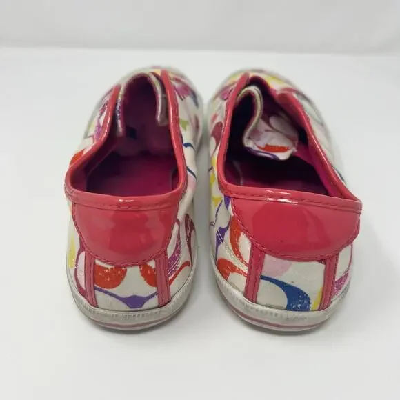 Coach Bev Slip on Sneaker Colorful C Logo Bright Preppy Hot Pink Laceless Size 7 - Picture 5 of 8